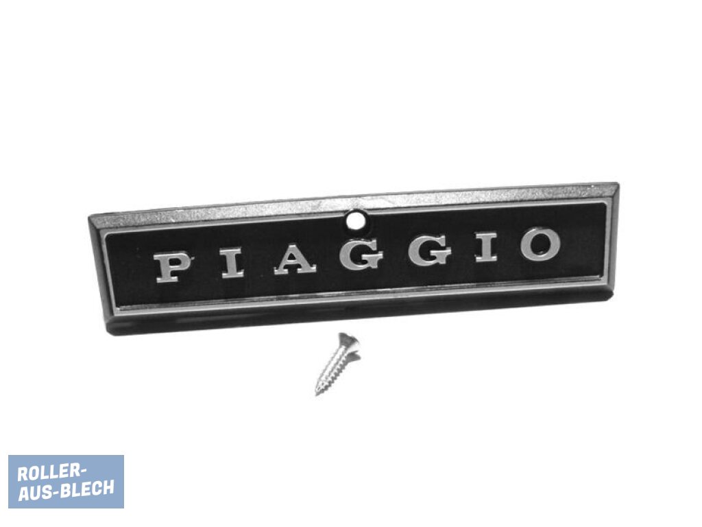 (Bild für) Schriftzug Kaskade "Piaggio" inkl. Schraube SET für Vespa PX alt - zum Schließen ins Bild klicken